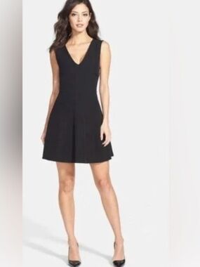 Felicity & Coco Clare Classic Black V-Neck dress with bow in back